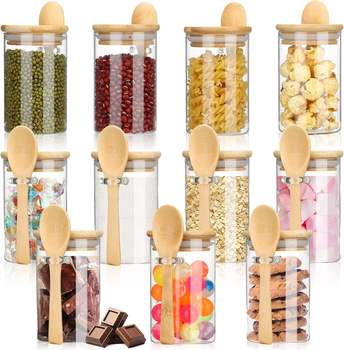 YOLOWE HOME Modern Glass Spice Jar with Bamboo