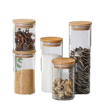 YOLOWE HOME Modern Glass Spice Jar with Bamboo